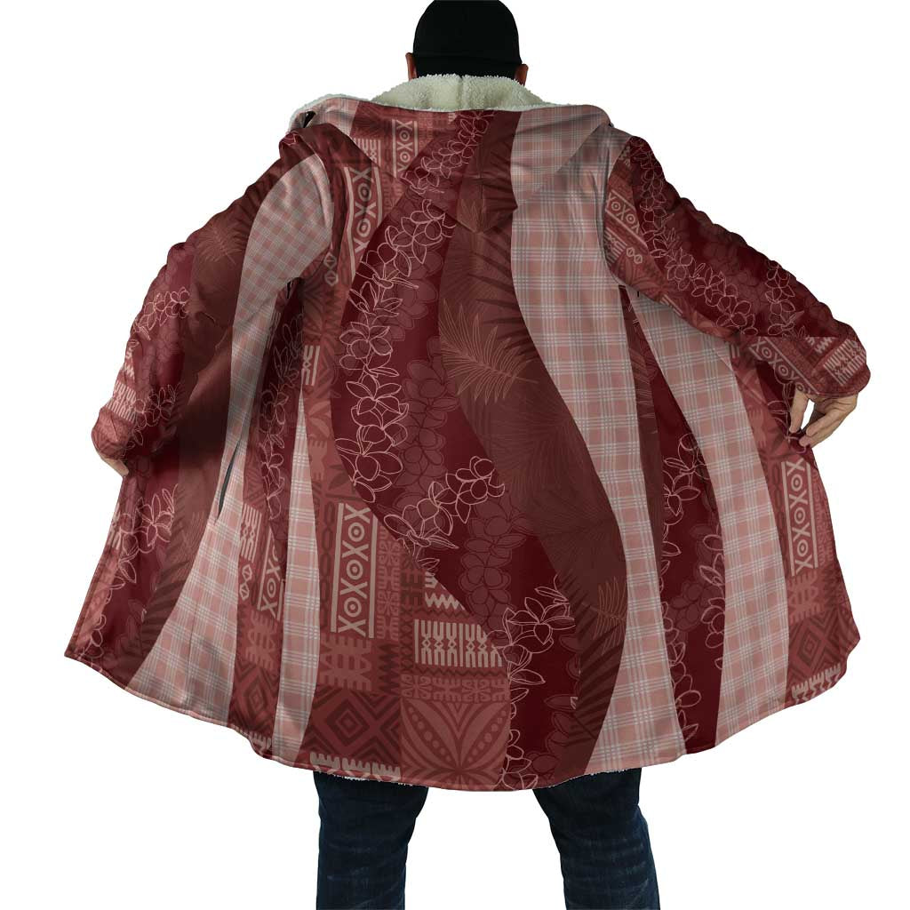 Polynesian Tribal Pattern Patchwork Picturesque Cloak Crimson
