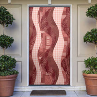 Polynesian Tribal Pattern Patchwork Picturesque Door Cover Crimson