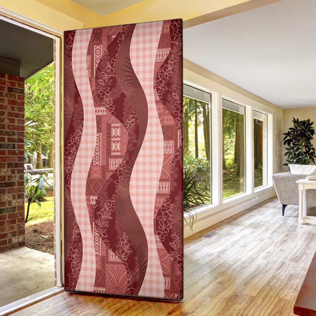 Polynesian Tribal Pattern Patchwork Picturesque Door Cover Crimson