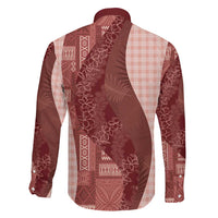 Polynesian Tribal Pattern Patchwork Picturesque Family Matching Off Shoulder Short Dress and Hawaiian Shirt Crimson