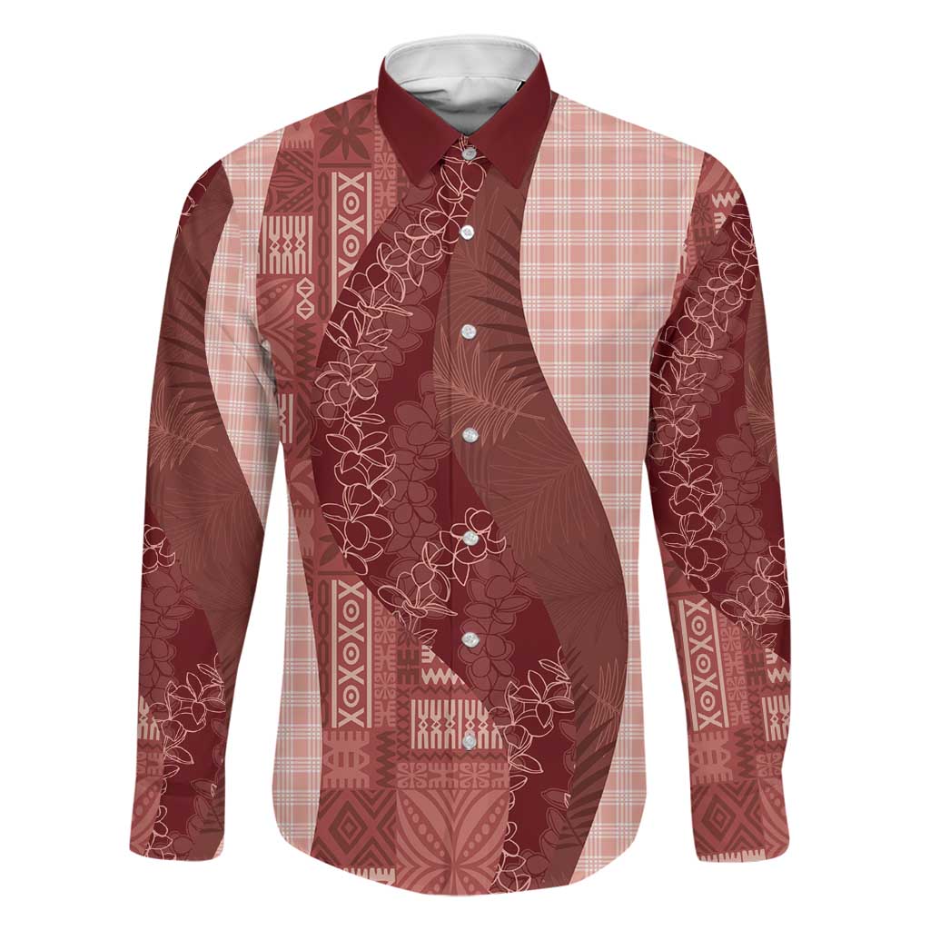 Polynesian Tribal Pattern Patchwork Picturesque Family Matching Puletasi and Hawaiian Shirt Crimson