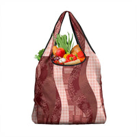 Polynesian Tribal Pattern Patchwork Picturesque Grocery Bag Crimson
