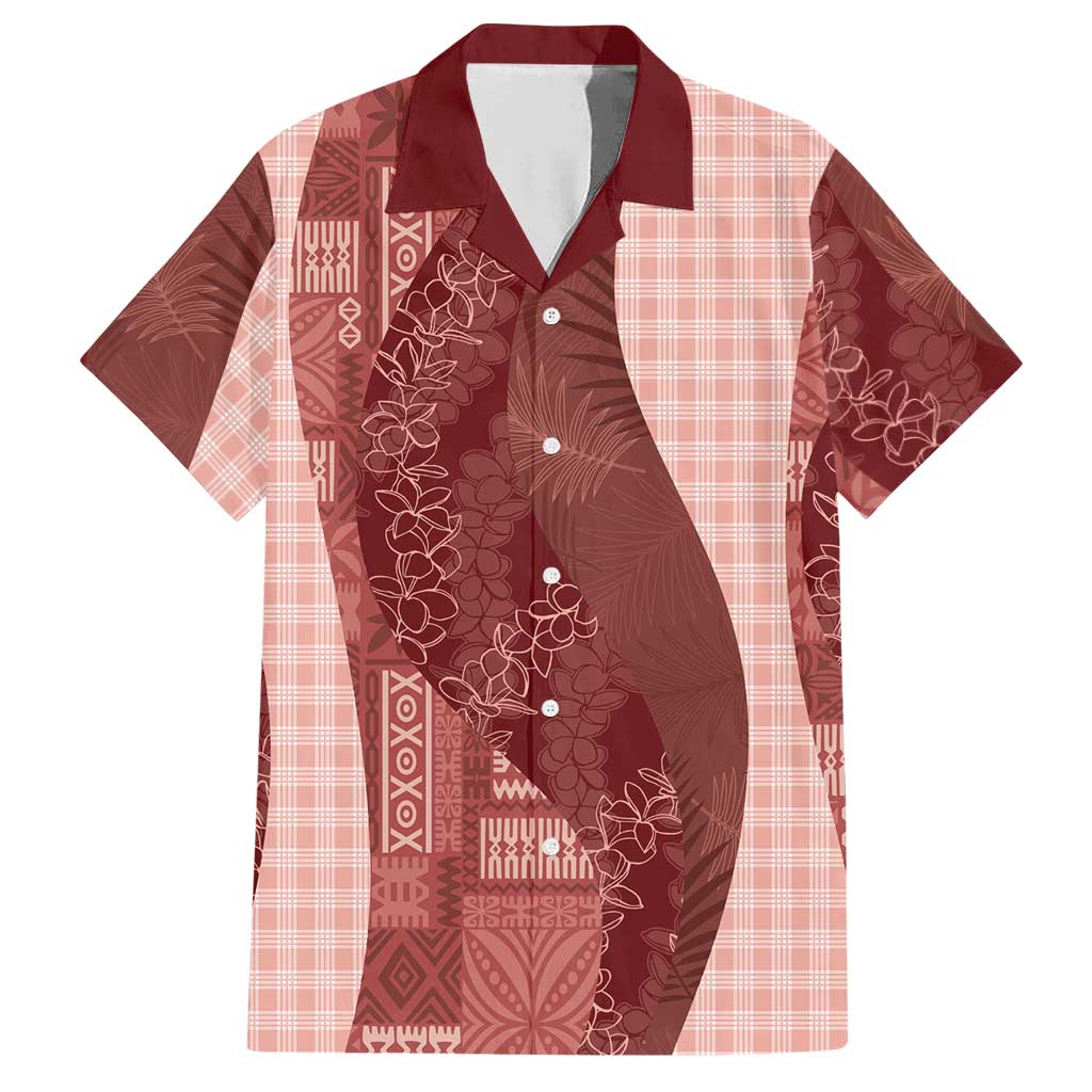 Polynesian Tribal Pattern Patchwork Picturesque Hawaiian Shirt Crimson