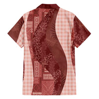 Polynesian Tribal Pattern Patchwork Picturesque Hawaiian Shirt Crimson