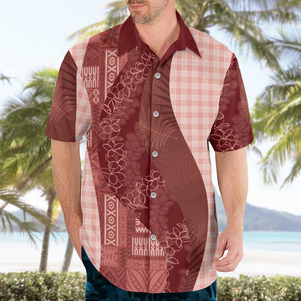 Polynesian Tribal Pattern Patchwork Picturesque Hawaiian Shirt Crimson