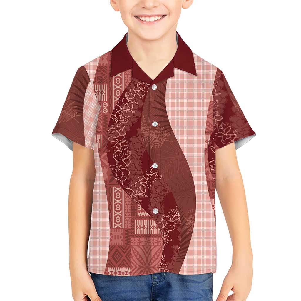 Polynesian Tribal Pattern Patchwork Picturesque Hawaiian Shirt Crimson