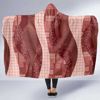 Polynesian Tribal Pattern Patchwork Picturesque Hooded Blanket Crimson