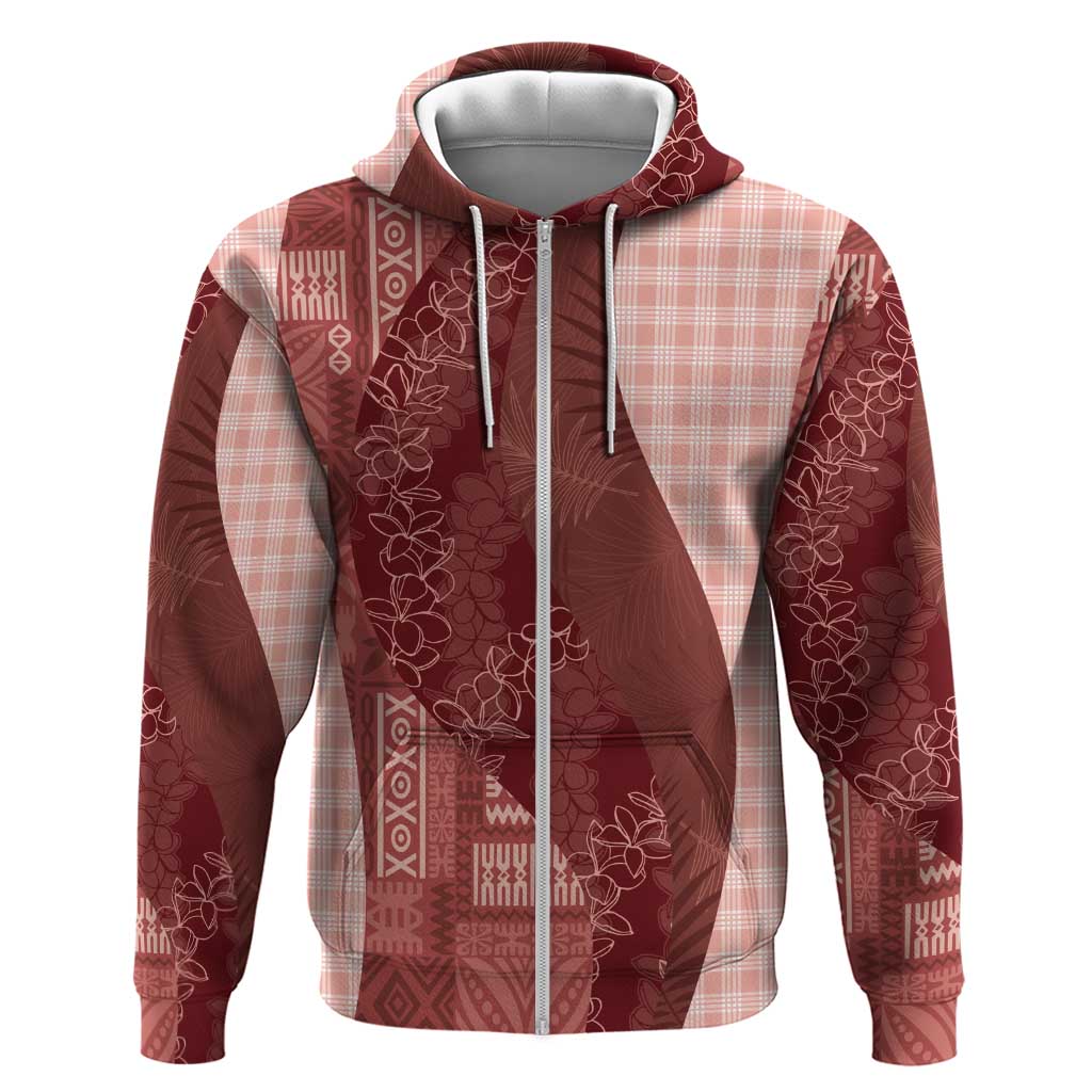 Polynesian Tribal Pattern Patchwork Picturesque Hoodie Crimson
