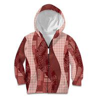 Polynesian Tribal Pattern Patchwork Picturesque Kid Hoodie Crimson