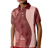 Polynesian Tribal Pattern Patchwork Picturesque Kid Polo Shirt Crimson