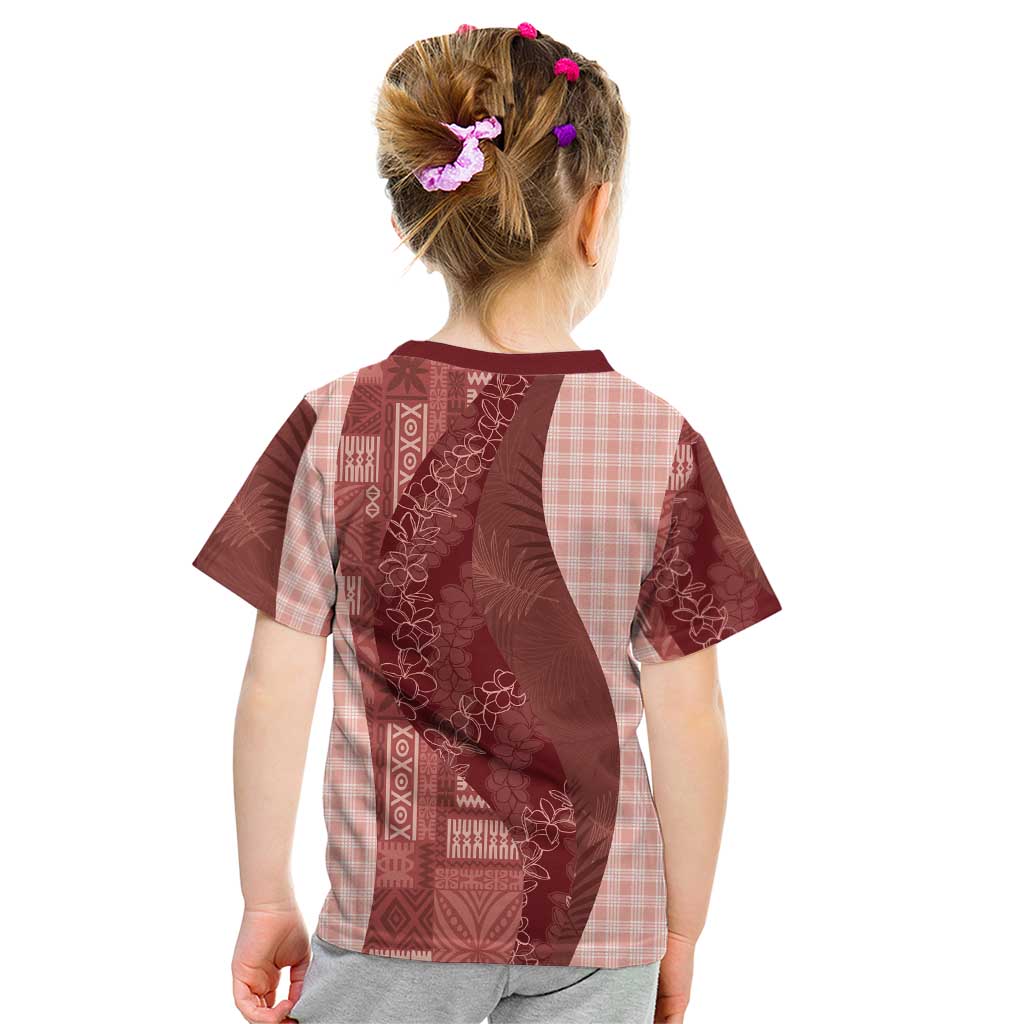 Polynesian Tribal Pattern Patchwork Picturesque Kid T Shirt Crimson
