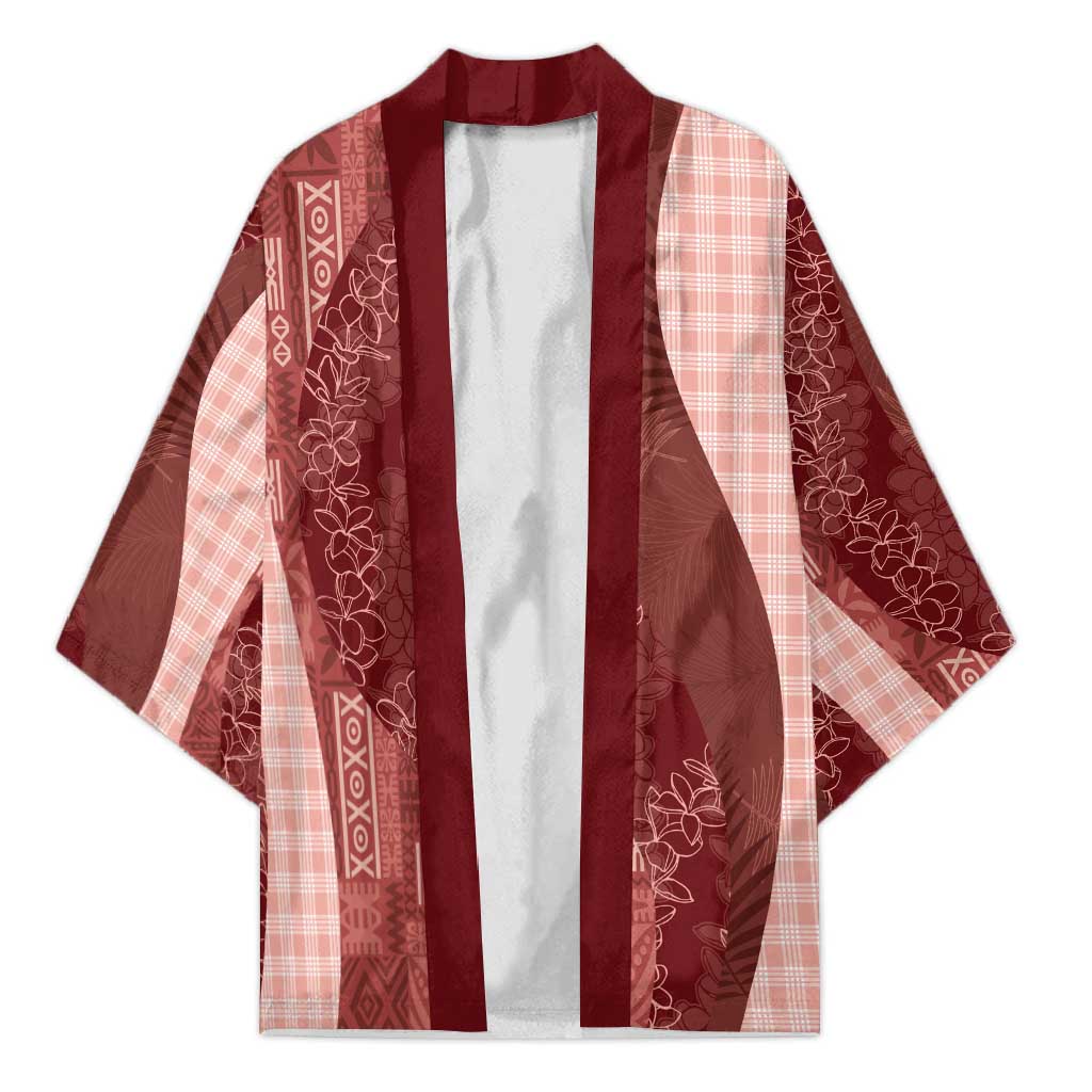 Polynesian Tribal Pattern Patchwork Picturesque Kimono Crimson