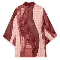 Polynesian Tribal Pattern Patchwork Picturesque Kimono Crimson