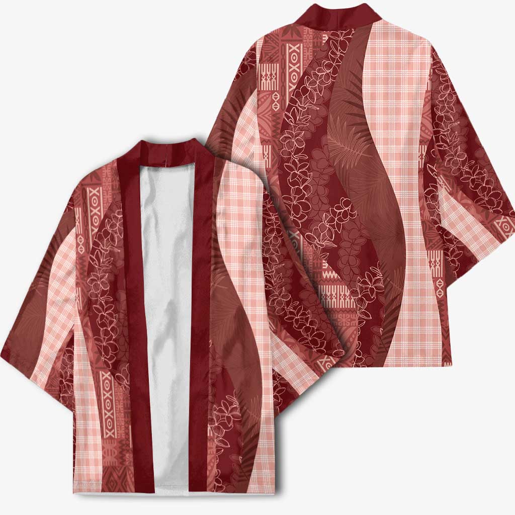 Polynesian Tribal Pattern Patchwork Picturesque Kimono Crimson