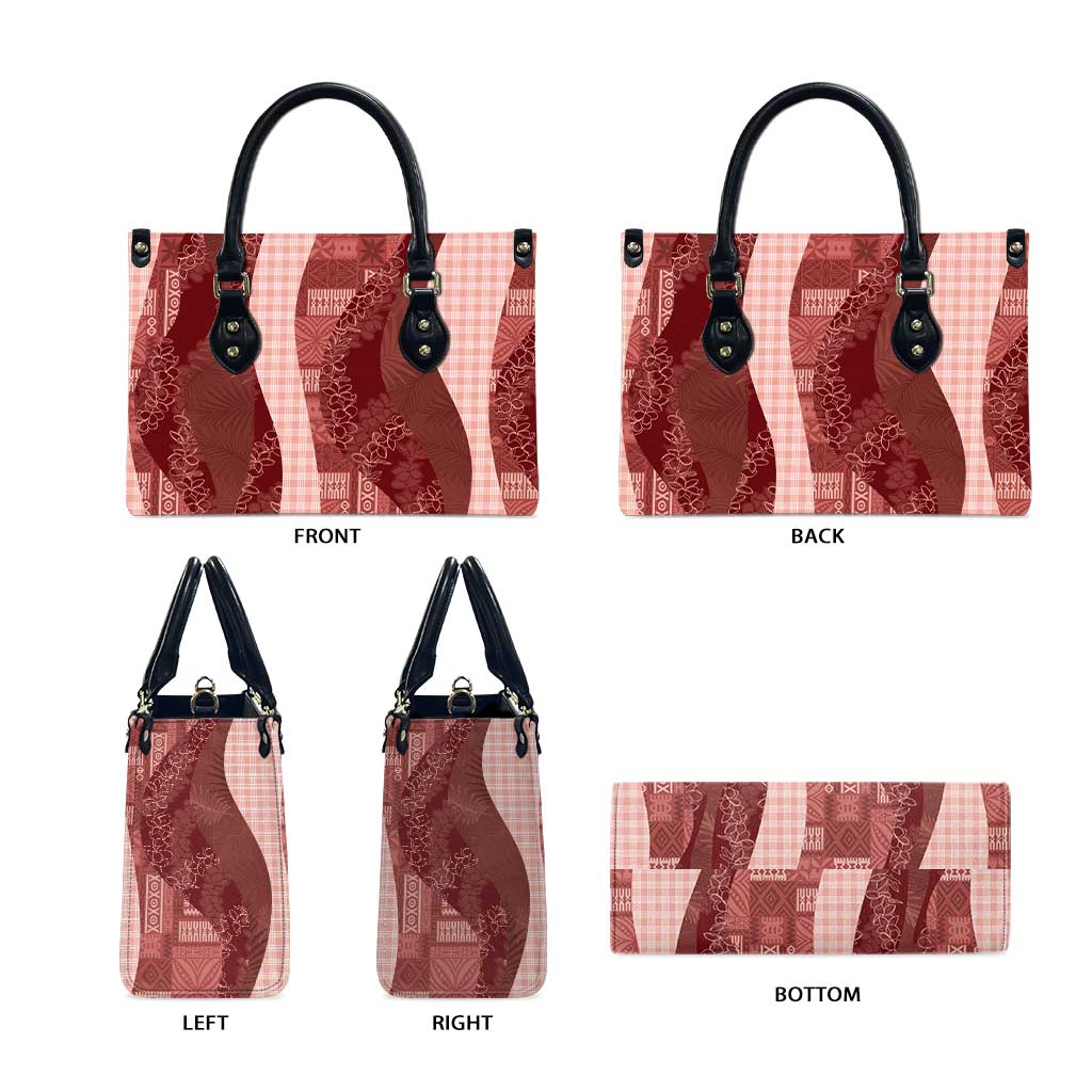 Polynesian Tribal Pattern Patchwork Picturesque Leather Bag Crimson