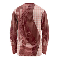Polynesian Tribal Pattern Patchwork Picturesque Long Sleeve Shirt Crimson