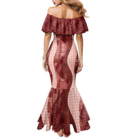 Polynesian Tribal Pattern Patchwork Picturesque Mermaid Dress Crimson