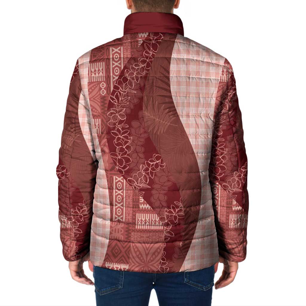 Polynesian Tribal Pattern Patchwork Picturesque Padded Jacket Crimson