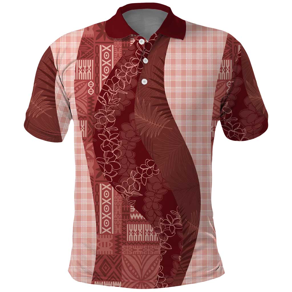 Polynesian Tribal Pattern Patchwork Picturesque Polo Shirt Crimson