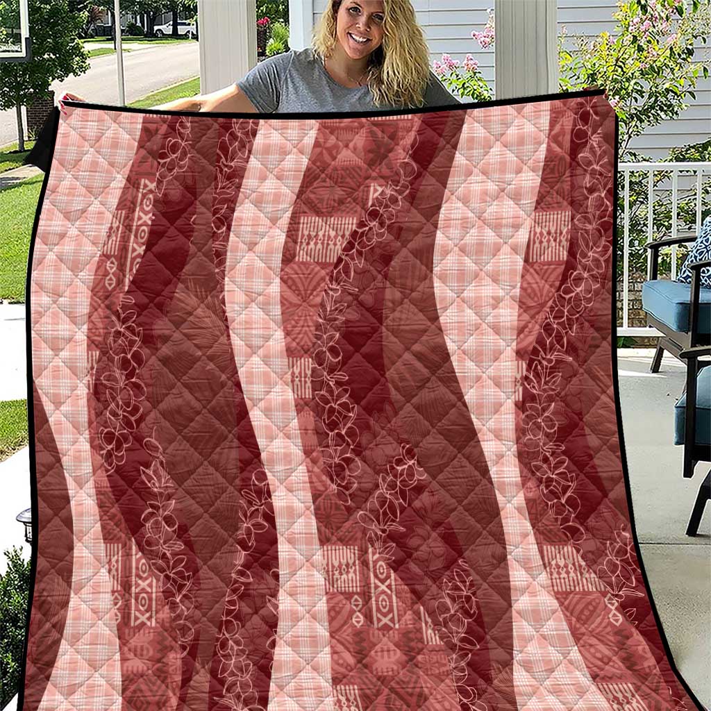 Polynesian Tribal Pattern Patchwork Picturesque Quilt Crimson