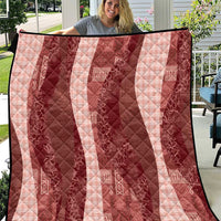 Polynesian Tribal Pattern Patchwork Picturesque Quilt Crimson