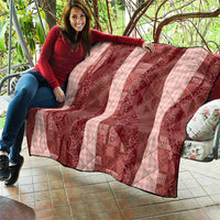 Polynesian Tribal Pattern Patchwork Picturesque Quilt Crimson
