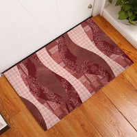 Polynesian Tribal Pattern Patchwork Picturesque Rubber Doormat Crimson