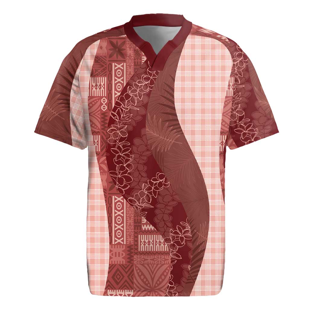 Polynesian Tribal Pattern Patchwork Picturesque Rugby Jersey Crimson