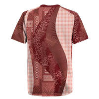 Polynesian Tribal Pattern Patchwork Picturesque Rugby Jersey Crimson