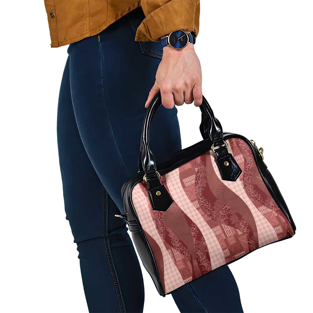 Polynesian Tribal Pattern Patchwork Picturesque Shoulder Handbag Crimson