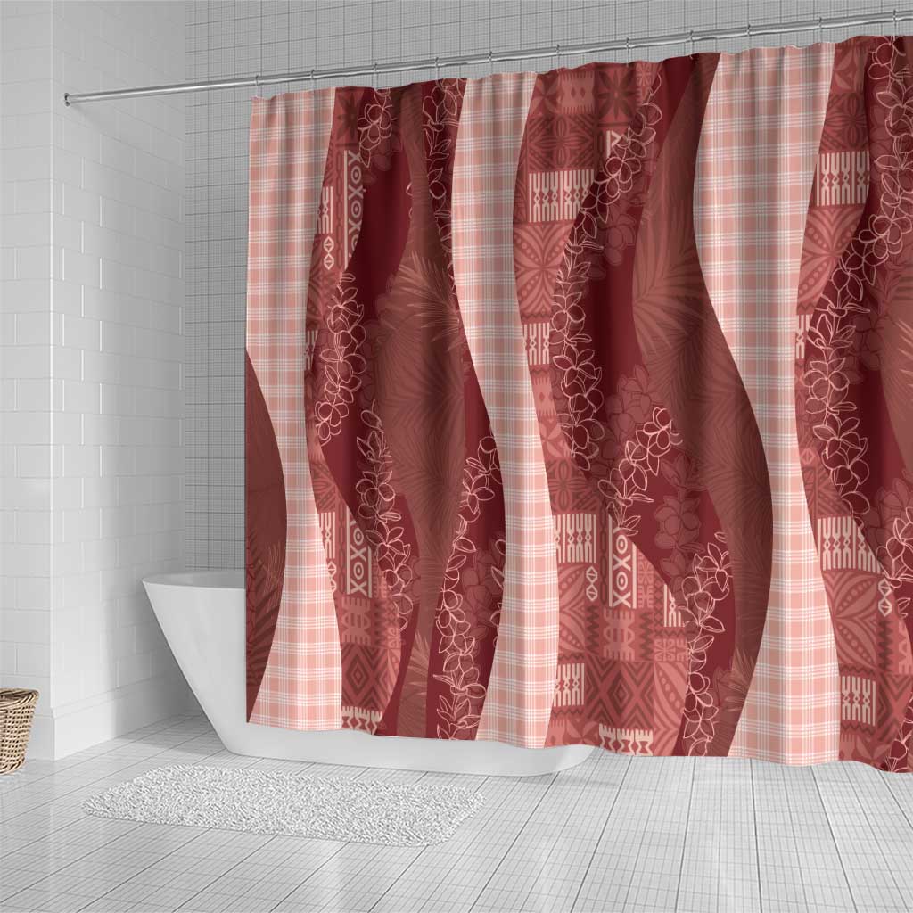 Polynesian Tribal Pattern Patchwork Picturesque Shower Curtain Crimson