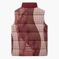 Polynesian Tribal Pattern Patchwork Picturesque Sleeveless Puffer Jacket Crimson