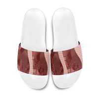 Polynesian Tribal Pattern Patchwork Picturesque Slide Sandals Crimson