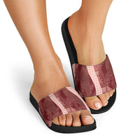 Polynesian Tribal Pattern Patchwork Picturesque Slide Sandals Crimson