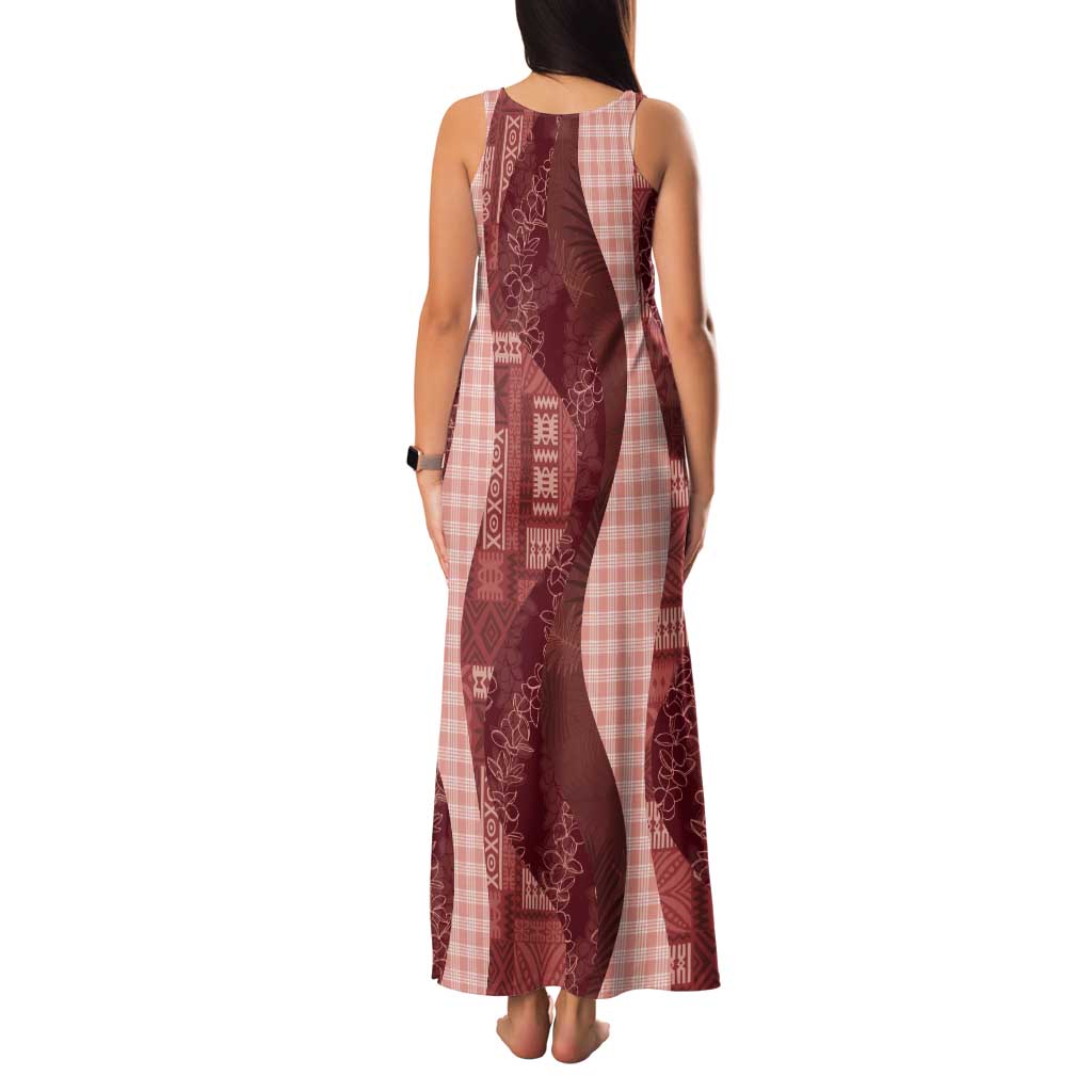 Polynesian Tribal Pattern Patchwork Picturesque Tank Maxi Dress Crimson