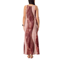 Polynesian Tribal Pattern Patchwork Picturesque Tank Maxi Dress Crimson