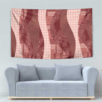 Polynesian Tribal Pattern Patchwork Picturesque Tapestry Crimson