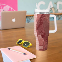 Polynesian Tribal Pattern Patchwork Picturesque Tumbler With Handle Crimson