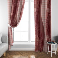 Polynesian Tribal Pattern Patchwork Picturesque Window Curtain Crimson