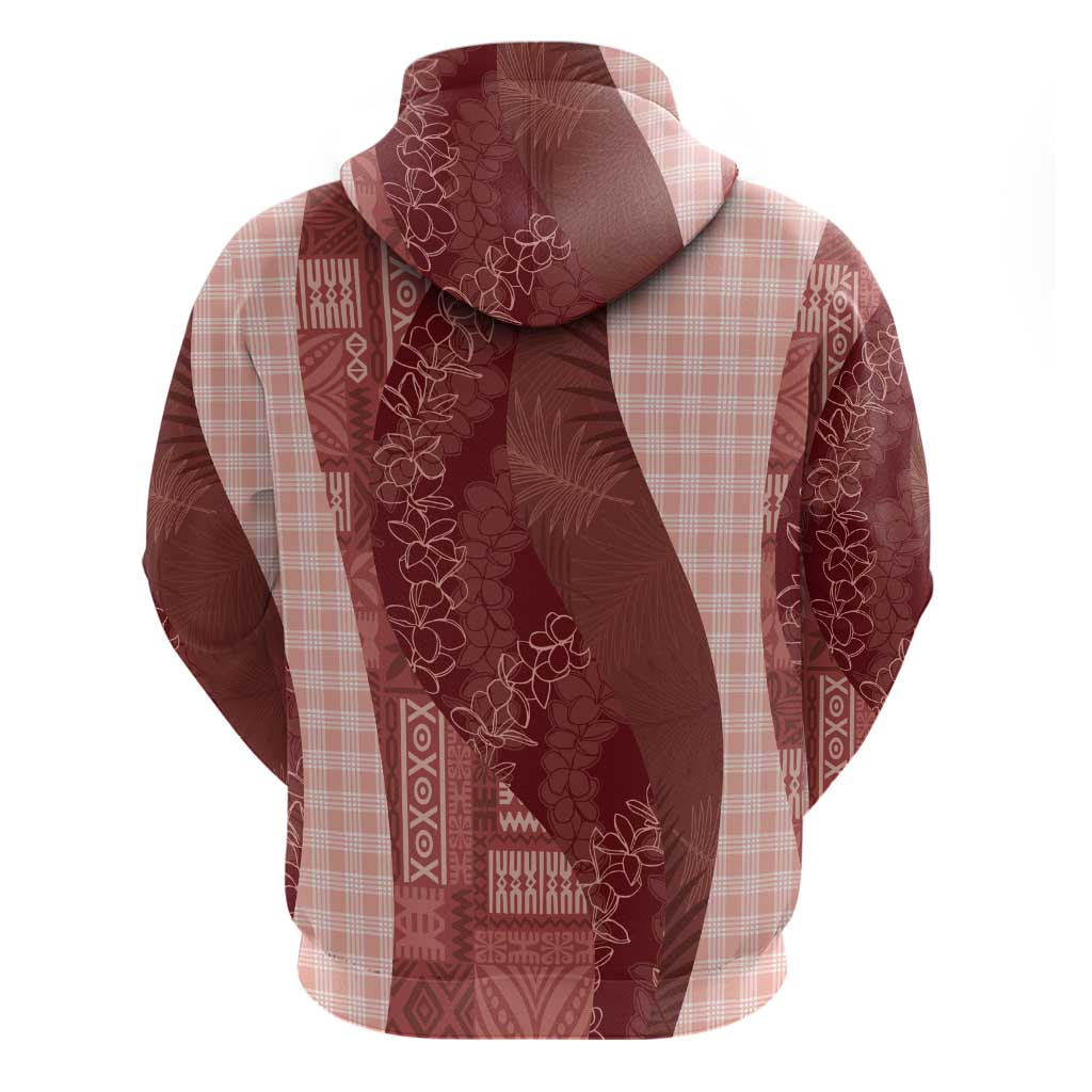 Polynesian Tribal Pattern Patchwork Picturesque Zip Hoodie Crimson