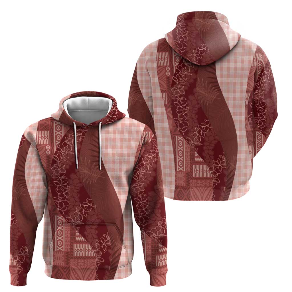 Polynesian Tribal Pattern Patchwork Picturesque Zip Hoodie Crimson