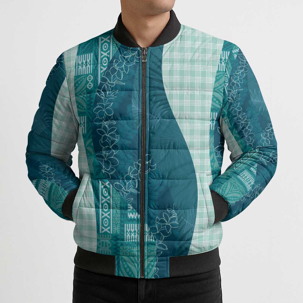 Polynesian Tribal Pattern Patchwork Picturesque Bomber Puffer Jacket Oceanic