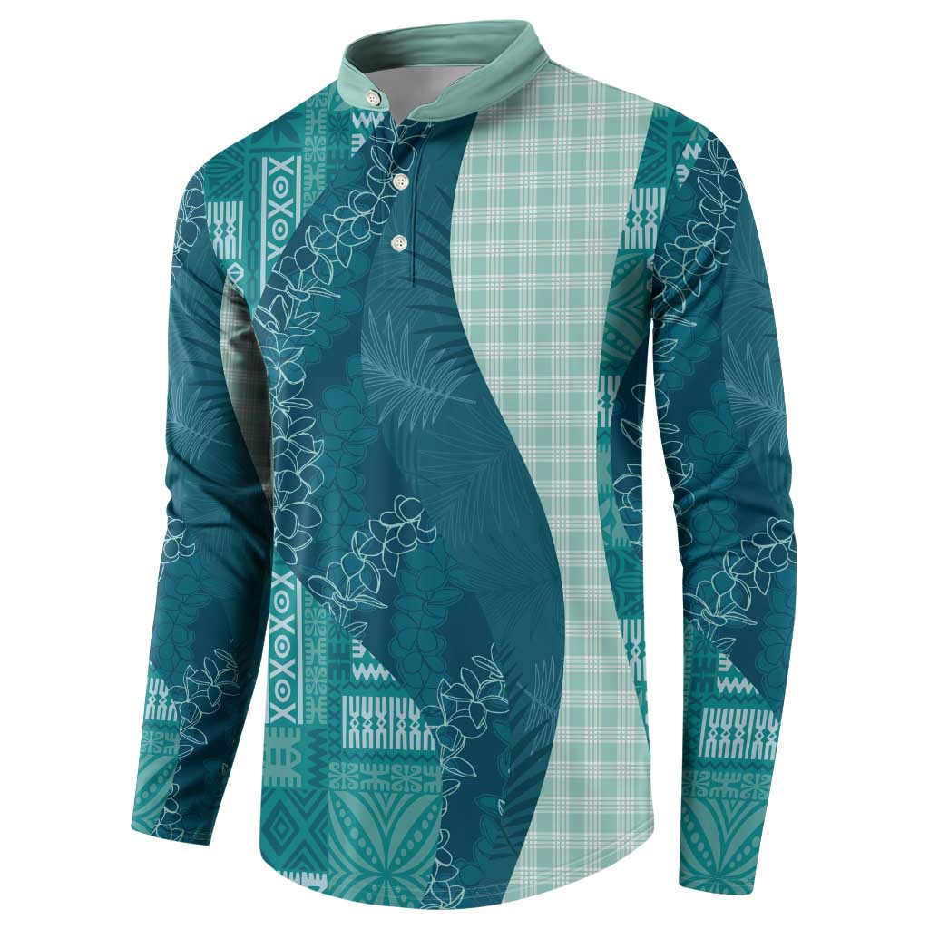 Polynesian Tribal Pattern Patchwork Picturesque Button Sweatshirt Oceanic