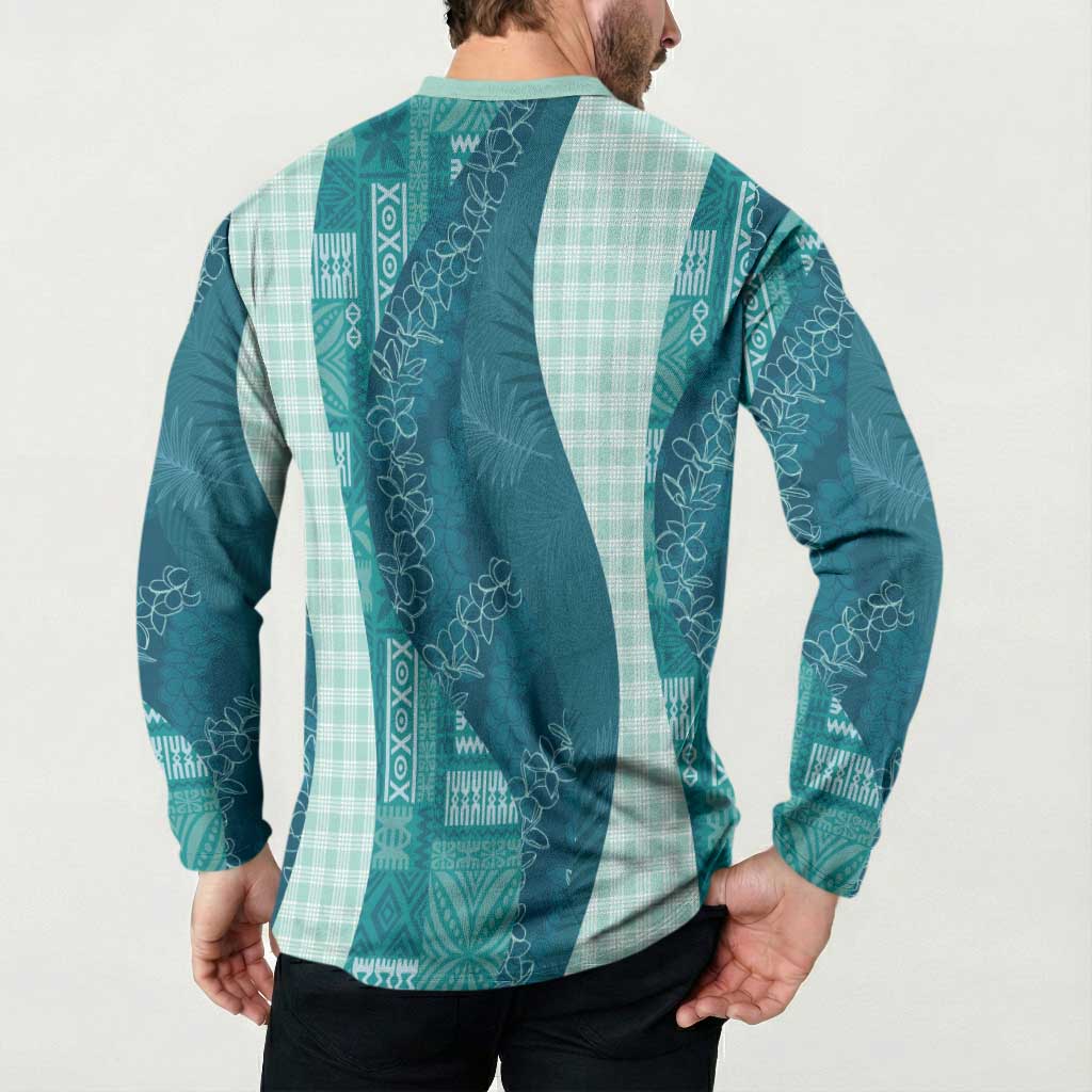 Polynesian Tribal Pattern Patchwork Picturesque Button Sweatshirt Oceanic