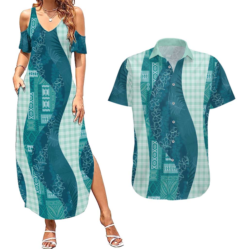 Polynesian Tribal Pattern Patchwork Picturesque Couples Matching Summer Maxi Dress and Hawaiian Shirt Oceanic
