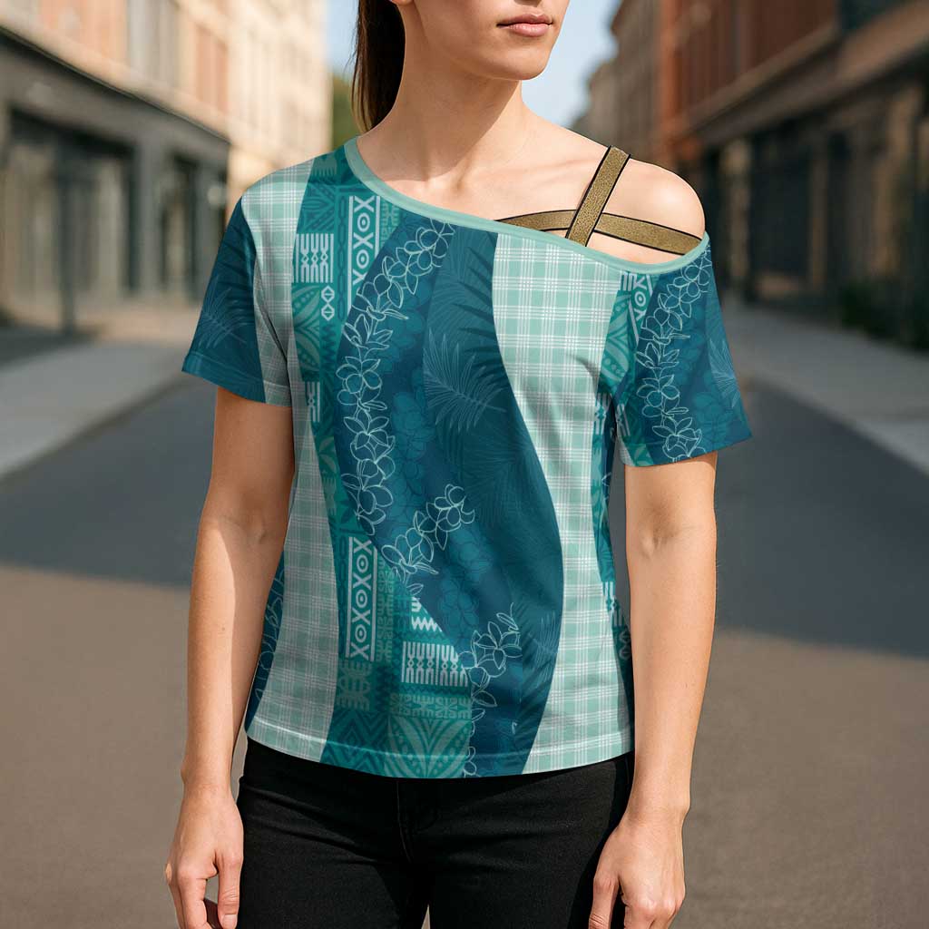 Polynesian Tribal Pattern Patchwork Picturesque Cross Shoulder Shirt Oceanic