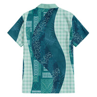 Polynesian Tribal Pattern Patchwork Picturesque Family Matching Long Sleeve Bodycon Dress and Hawaiian Shirt Oceanic