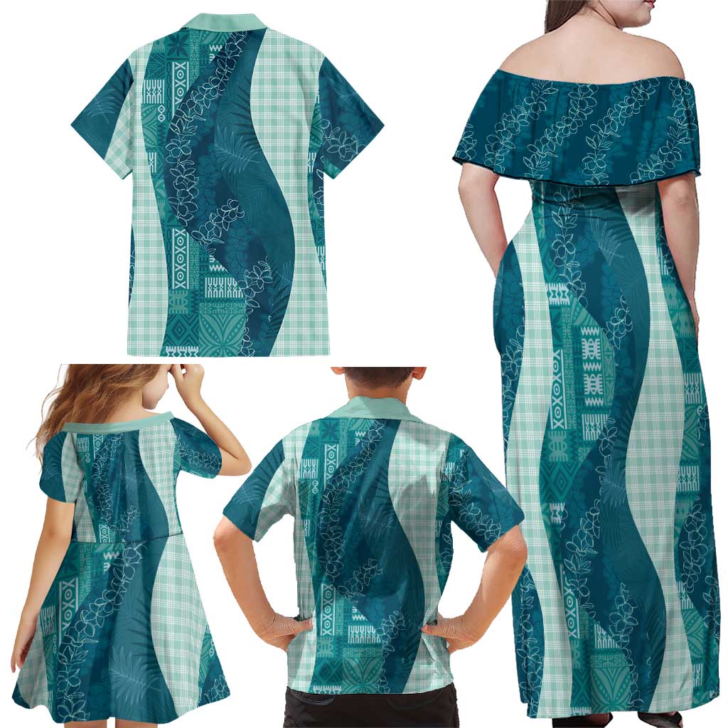 Polynesian Tribal Pattern Patchwork Picturesque Family Matching Off Shoulder Maxi Dress and Hawaiian Shirt Oceanic