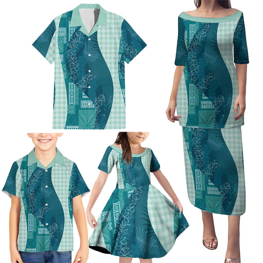 Polynesian Tribal Pattern Patchwork Picturesque Family Matching Puletasi and Hawaiian Shirt Oceanic