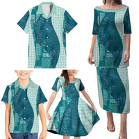 Polynesian Tribal Pattern Patchwork Picturesque Family Matching Puletasi and Hawaiian Shirt Oceanic